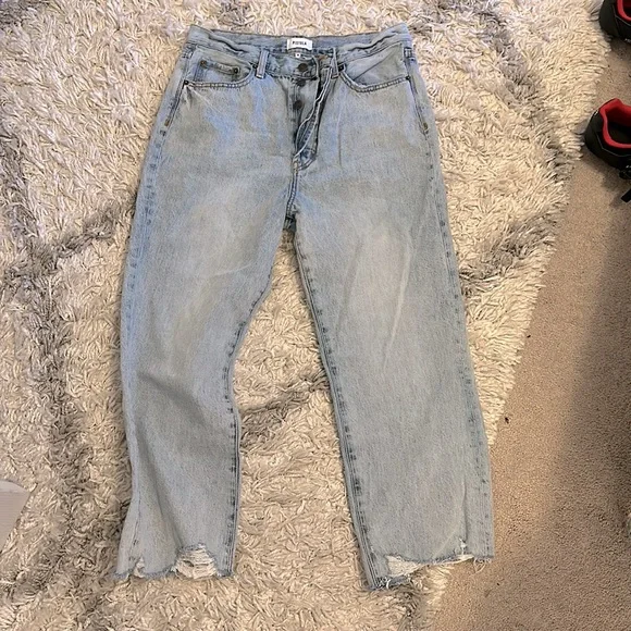 Pistola Blue Straight Leg Jeans with Distressed Hem - Picture 1 of 3